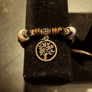Tree of Life Brown Beaded Charm Bracelet